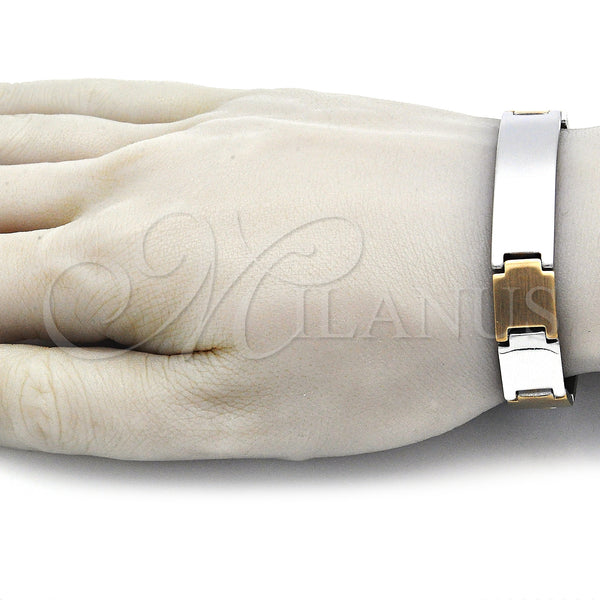 Stainless Steel Bracelet — Solid Bracelet Polished Two Tone 03. 12 MM — alternate product view — SKU 140894 | Acero Inoxidable brazalete — Solid Bracelet pulido Two Tone 03. 12 MM — SKU 140894