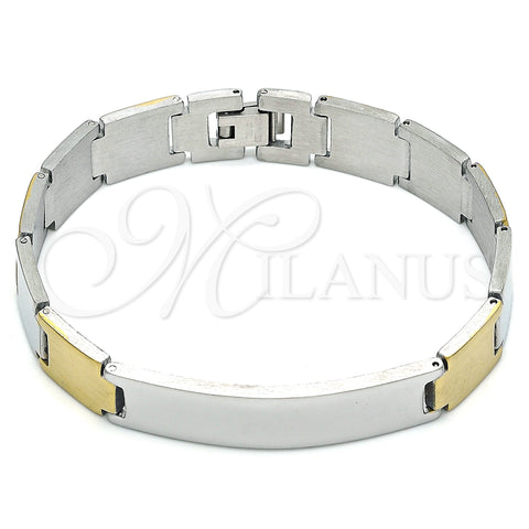 Stainless Steel Solid Bracelet, Polished, Two Tone, 03.114.0370.1.08 (12 MM Thickness, 8 Inches Length)