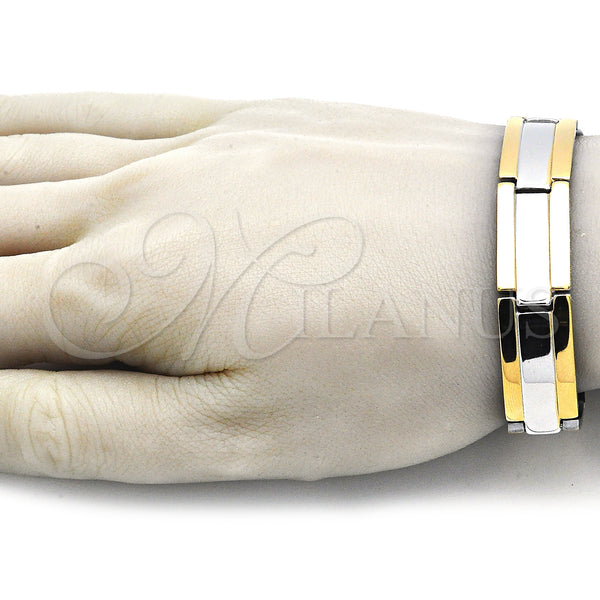 Stainless Steel Bracelet — Solid Bracelet Polished Two Tone 03. 14 MM — alternate product view — SKU 140895 | Acero Inoxidable brazalete — Solid Bracelet pulido Two Tone 03. 14 MM — SKU 140895