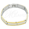 Stainless Steel Solid Bracelet, Polished, Two Tone, 03.114.0371.09 (14 MM Thickness, 9 Inches Length)