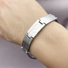 Stainless Steel Solid Bracelet, Polished, Steel Finish, 03.114.0371.1.09 (14 MM Thickness, 9 Inches Length)