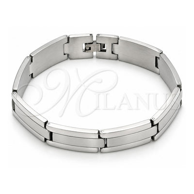 Stainless Steel Solid Bracelet, Polished, Steel Finish, 03.114.0371.1.09 (14 MM Thickness, 9 Inches Length)