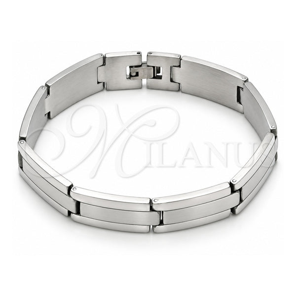 Stainless Steel Solid Bracelet, Polished, Steel Finish, 03.114.0371.1.09 (14 MM Thickness, 9 Inches Length)