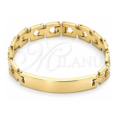 Stainless Steel Solid Bracelet, Polished, Golden Finish, 03.114.0373.08 (12 MM Thickness, 8 Inches Length)