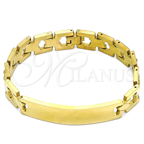 Stainless Steel Solid Bracelet, Polished, Golden Finish, 03.114.0373.08 (12 MM Thickness, 8 Inches Length)