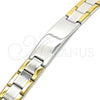 Stainless Steel Solid Bracelet, Polished, Two Tone, 03.114.0376.08 (13 MM Thickness, 8 Inches Length)