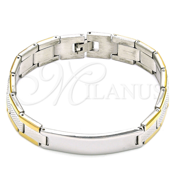 Stainless Steel Solid Bracelet, Polished, Two Tone, 03.114.0376.08 (13 MM Thickness, 8 Inches Length)