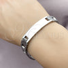 Stainless Steel Solid Bracelet, Polished, Steel Finish, 03.114.0381.2.08 (12 MM Thickness, 8 Inches Length)