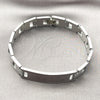 Stainless Steel Solid Bracelet, Polished, Steel Finish, 03.114.0381.2.08 (12 MM Thickness, 8 Inches Length)