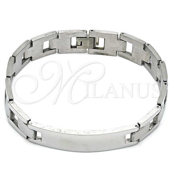 Stainless Steel Solid Bracelet, Polished, Steel Finish, 03.114.0381.2.08 (12 MM Thickness, 8 Inches Length)