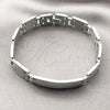Stainless Steel Solid Bracelet, Polished, Steel Finish, 03.114.0382.09 (13 MM Thickness, 9 Inches Length)