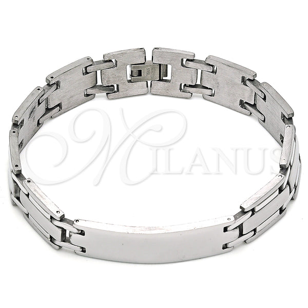 Stainless Steel Solid Bracelet, Polished, Steel Finish, 03.114.0382.09 (13 MM Thickness, 9 Inches Length)