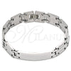 Stainless Steel Solid Bracelet, Polished, Steel Finish, 03.114.0382.09 (13 MM Thickness, 9 Inches Length)