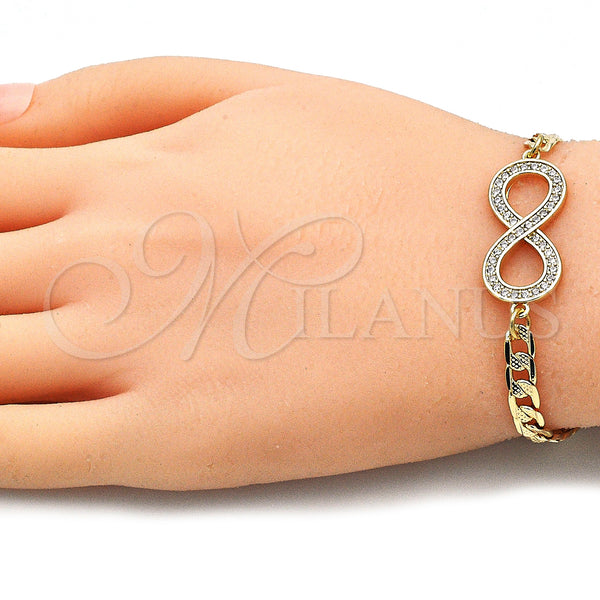 Gold Filled Bracelet — Fancy Bracelet Infinite Design with White Micro Pave — alternate product view — SKU 140928 | Oro Laminado brazalete — elegante Bracelet Infinite diseño with blanco Micro Pave — SKU 140928
