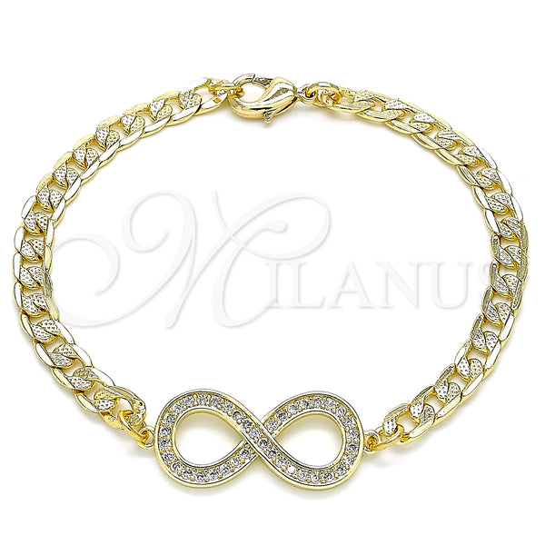 Gold Filled Bracelet — Fancy Bracelet Infinite Design with White Micro Pave — main product view — SKU 140928 | Oro Laminado brazalete — elegante Bracelet Infinite diseño with blanco Micro Pave — SKU 140928