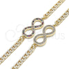 Oro Laminado Fancy Bracelet, Gold Filled Style Infinite Design, with White Micro Pave, Polished, Golden Finish, 03.156.0023.08 (05 MM Thickness, 8 Inches Length)
