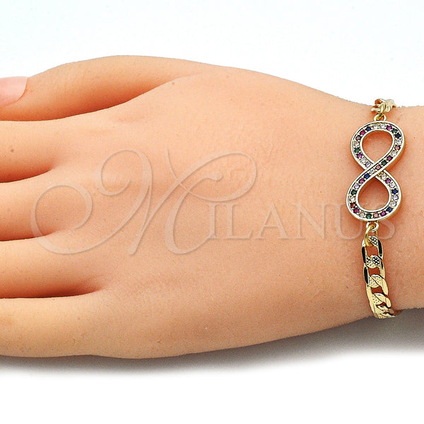Gold Filled Bracelet — Fancy Bracelet Infinite Design with Multicolor Micro Pave — alternate product view — SKU 140929 | Oro Laminado brazalete — elegante Bracelet Infinite diseño with Multicolor Micro Pave — SKU 140929