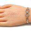 Oro Laminado Fancy Bracelet, Gold Filled Style Infinite Design, with Multicolor Micro Pave, Polished, Golden Finish, 03.156.0023.1.08 (05 MM Thickness, 8 Inches Length)