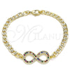 Oro Laminado Fancy Bracelet, Gold Filled Style Infinite Design, with Multicolor Micro Pave, Polished, Golden Finish, 03.156.0023.1.08 (05 MM Thickness, 8 Inches Length)