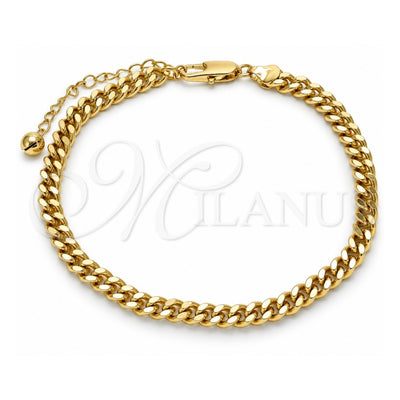 Oro Laminado Basic Anklet, Gold Filled Style Miami Cuban Design, Polished, Golden Finish, 03.213.0100.10 (06 MM Thickness, 10 Inches Length)