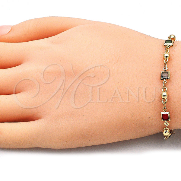 Gold Filled Bracelet — Fancy Bracelet with Multicolor Crystal Polished 03. 05 — alternate product view — SKU 140940 | Oro Laminado brazalete — elegante Bracelet with Multicolor cristal pulido 03. 05 — SKU 140940