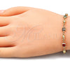 Oro Laminado Fancy Bracelet, Gold Filled Style with Multicolor Crystal, Polished, Golden Finish, 03.213.0104.08 (05 MM Thickness, 8 Inches Length)