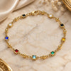 Oro Laminado Fancy Bracelet, Gold Filled Style with Multicolor Crystal, Polished, Golden Finish, 03.213.0104.08 (05 MM Thickness, 8 Inches Length)