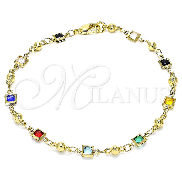 Gold Filled Bracelet — Fancy Bracelet with Multicolor Crystal Polished 03. 05 — main product view — SKU 140940 | Oro Laminado brazalete — elegante Bracelet with Multicolor cristal pulido 03. 05 — SKU 140940
