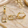 Oro Laminado Huggie Hoop, Gold Filled Style Lock and Heart Design, with White Micro Pave, Polished, Golden Finish, 02.341.0076.15