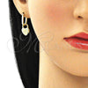 Oro Laminado Huggie Hoop, Gold Filled Style Lock and Heart Design, Polished, Golden Finish, 02.341.0077.12