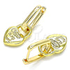 Oro Laminado Huggie Hoop, Gold Filled Style Lock and Heart Design, Polished, Golden Finish, 02.341.0077.12