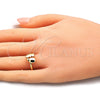 Oro Laminado Elegant Ring, Gold Filled Style Heart Design, Polished, Golden Finish, 01.341.0028 (One size fits all)