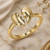 Oro Laminado Elegant Ring, Gold Filled Style Heart Design, Polished, Golden Finish, 01.341.0028 (One size fits all)