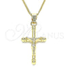 Oro Laminado Pendant Necklace, Gold Filled Style Crucifix Design, Polished, Golden Finish, 04.242.0101.20