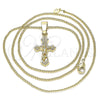 Oro Laminado Pendant Necklace, Gold Filled Style Crucifix Design, Polished, Golden Finish, 04.242.0102.20 (02 MM Thickness, 20 Inches Length)