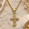 Oro Laminado Pendant Necklace, Gold Filled Style Crucifix Design, Polished, Golden Finish, 04.242.0102.20 (02 MM Thickness, 20 Inches Length)