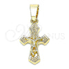 Oro Laminado Religious Pendant, Gold Filled Style Crucifix Design, Polished, Golden Finish, 05.242.0002
