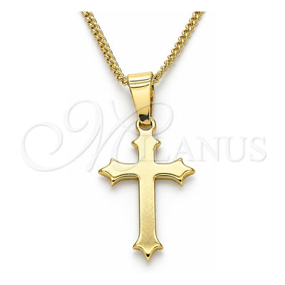 Oro Laminado Pendant Necklace, Gold Filled Style Cross Design, Polished, Golden Finish, 04.242.0104.20 (02 MM Thickness, 20 Inches Length)