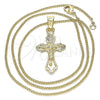 Oro Laminado Pendant Necklace, Gold Filled Style Crucifix Design, Polished, Golden Finish, 04.242.0105.20 (02 MM Thickness, 20 Inches Length)