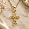 Oro Laminado Pendant Necklace, Gold Filled Style Crucifix Design, Polished, Golden Finish, 04.242.0105.20 (02 MM Thickness, 20 Inches Length)