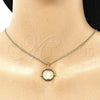 Oro Laminado Pendant Necklace, Gold Filled Style Hand of God Design, with Multicolor Micro Pave, White Enamel Finish, Golden Finish, 04.313.0026.20 (02 MM Thickness, 20 Inches Length)