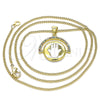Oro Laminado Pendant Necklace, Gold Filled Style Hand of God Design, with Multicolor Micro Pave, White Enamel Finish, Golden Finish, 04.313.0026.20 (02 MM Thickness, 20 Inches Length)