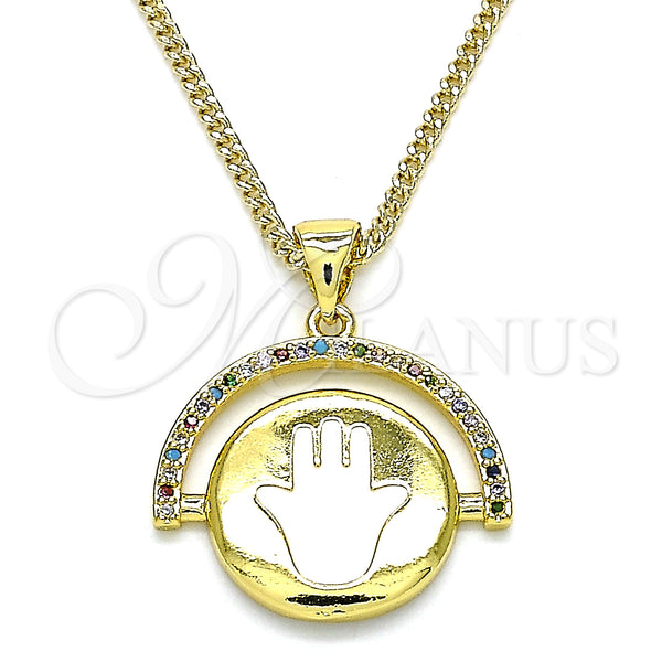 Gold Filled Necklace — Pendant Necklace Hand of God and Judaica Design — main product view — SKU 140977 | Oro Laminado collar — Pendant Necklace Hand of God and Judaica diseño — SKU 140977