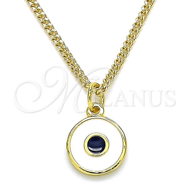 Gold Filled Necklace — Pendant Necklace Evil Eye Design White Enamel 04. — main product view — SKU 140984 | Oro Laminado collar — Pendant Necklace Evil Eye diseño blanco Enamel 04. — SKU 140984