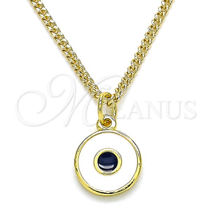 Gold Filled Necklace — Pendant Necklace Evil Eye Design White Enamel 04. — main product view — SKU 140984 | Oro Laminado collar — Pendant Necklace Evil Eye diseño blanco Enamel 04. — SKU 140984