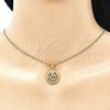 Oro Laminado Pendant Necklace, Gold Filled Style Love and Mom Design, with White Micro Pave, Polished, Golden Finish, 04.313.0037.20 (02 MM Thickness, 20 Inches Length)