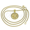 Oro Laminado Pendant Necklace, Gold Filled Style Love and Mom Design, with White Micro Pave, Polished, Golden Finish, 04.313.0037.20 (02 MM Thickness, 20 Inches Length)