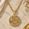 Oro Laminado Pendant Necklace, Gold Filled Style Love and Mom Design, with White Micro Pave, Polished, Golden Finish, 04.313.0037.20 (02 MM Thickness, 20 Inches Length)