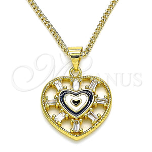 Gold Filled Necklace — Pendant Necklace Heart and Baguette Design with White — main product view — SKU 140992 | Oro Laminado collar — Pendant Necklace corazón and Baguette diseño with blanco — SKU 140992