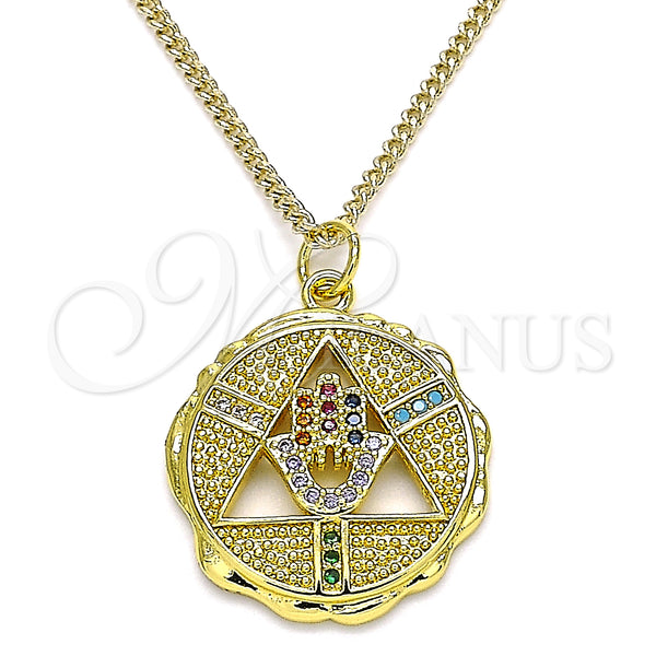 Gold Filled Necklace — Pendant Necklace Hand of God and Judaica Design — main product view — SKU 141003 | Oro Laminado collar — Pendant Necklace Hand of God and Judaica diseño — SKU 141003